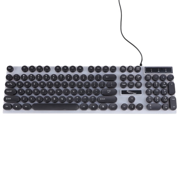 WRISTBIQUE Black USB Wired Keyboard with Glowing Keys, Portable Design Compatible with Computer, Phone, Tablet