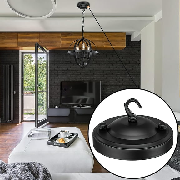 WRISTBIQUE Durable Black Metal Ceiling Canopy for Chandeliers and Pendant Lights