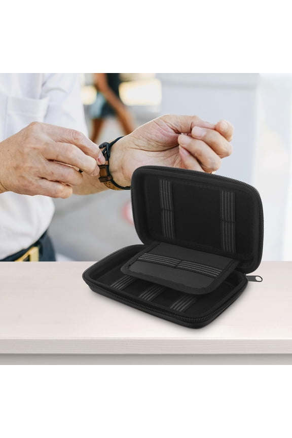 Black Watchband Case High Grade Material Scratch Resistant Watch Strap Storage Bag for Travel