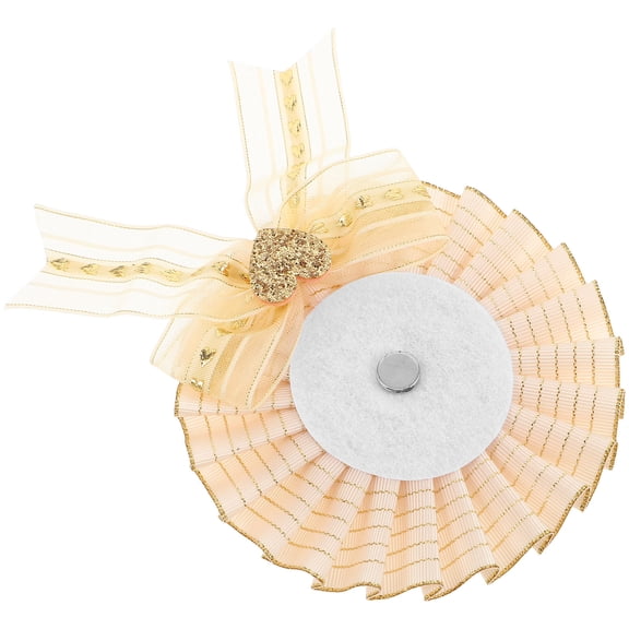 WRISTBIQUE Beige Lolita Style Ribbon Badge with Pin for Crafts, Decorative Awards, Party Accessories and Embellishments