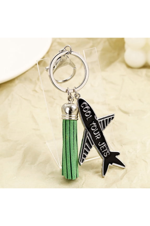 Key Chains Airplane Alloy Green 1Pack