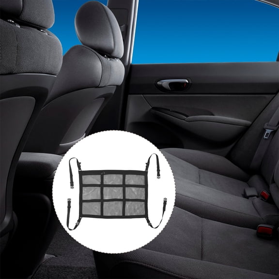 WRISTBIQUE Black Car Ceiling Cargo Net Mesh Storage Organizer with Easy Access Zipper for Versatile Vehicle Storage