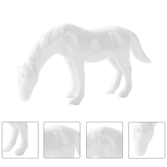WRISTBIQUE White Ceramic Horse Figurine Bonsai Decoration, 3.3x1.7in, Single Piece for Home, Garden, Office Decor