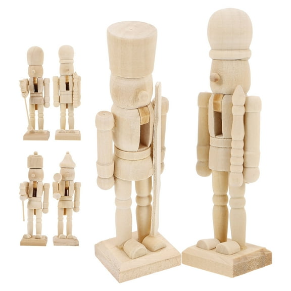 WRISTBIQUE Christmas Soldier Nutcracker 6Pcs Beige Wooden Toy for Festive Decorations