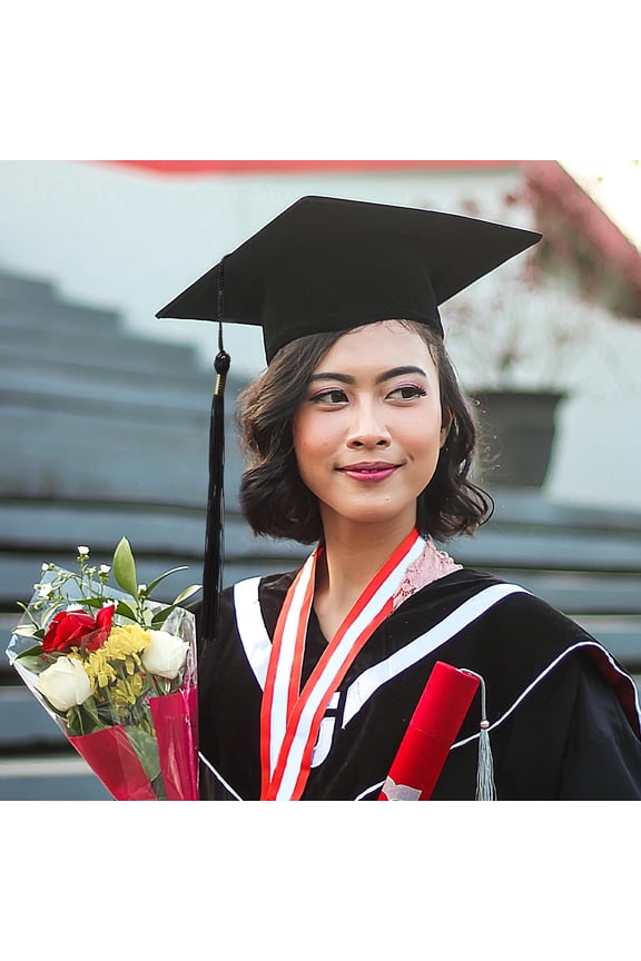 Graduation Supplies Graduation Cap with Tassel Black Cloth Souvenir Doctorate Degree Holders 1Set