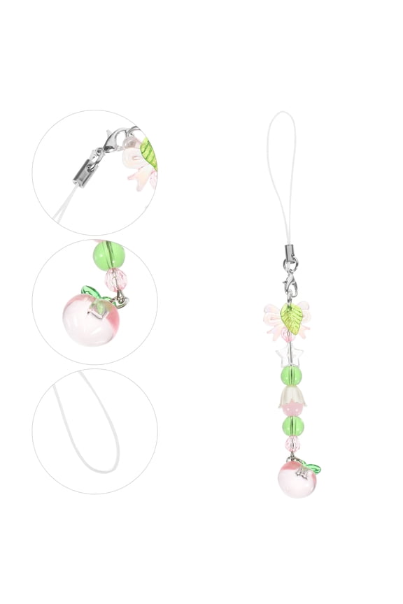 Cute Cell Phone Chain Beaded Acrylic Keychain For Phone Case 1Set