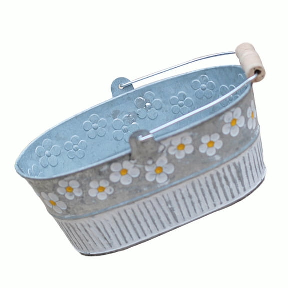 WRISTBIQUE Old Fashioned Flower Planters Metal Oval Bucket Multi Iron Sheet 1Pack Retro Style