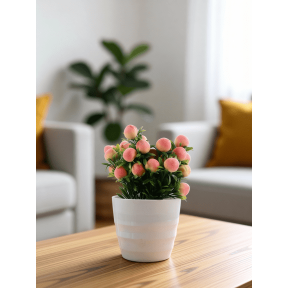 WRISTBIQUE Artificial Bonsai Peach Tree Tabletop Potted Decor for Room Windowsill