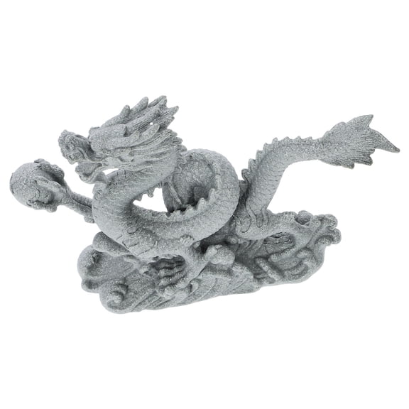 WRISTBIQUE Grey Resin Dragon Statue for Indoor Desktop and Garden Decor Decorative Figurine