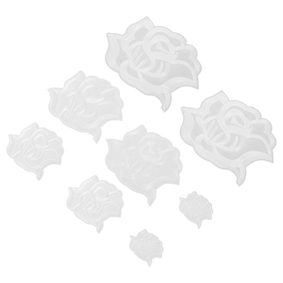 WRISTBIQUE White Rose Iron-On Fabric Patches with Artificial Flower Design for Clothing Repair and Craft Projects