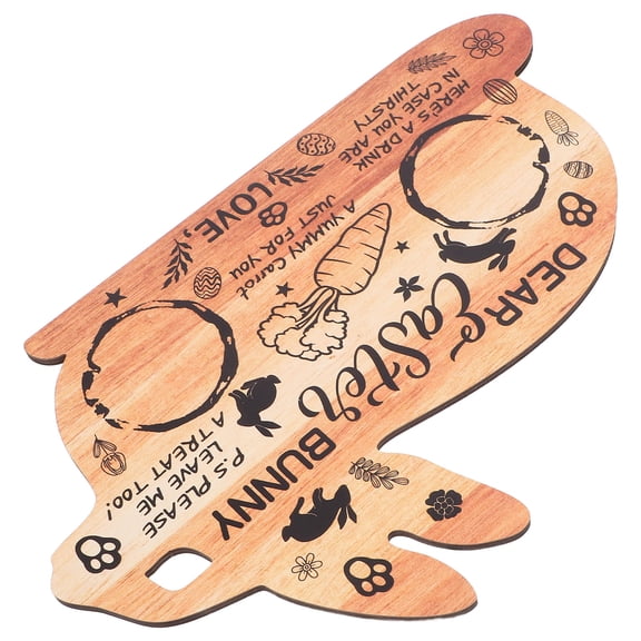 WRISTBIQUE Easter Bunny Wooden Serving Tray Cute Rabbit Charcuterie Board Multi for Home Use 15.5 x 10.5 Inches