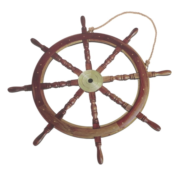 WRISTBIQUE Wooden Ship Wheel Wall Decor, Easy Mount Nautical Beach House Decoration for Bathroom, Coastal Home Art