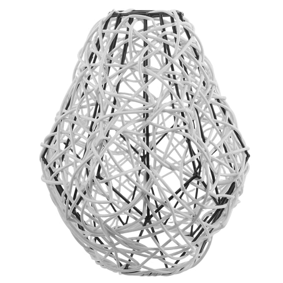 WRISTBIQUE White Macrame Lamp Shade with Metal Cage for Dining Room and Living Room Decor