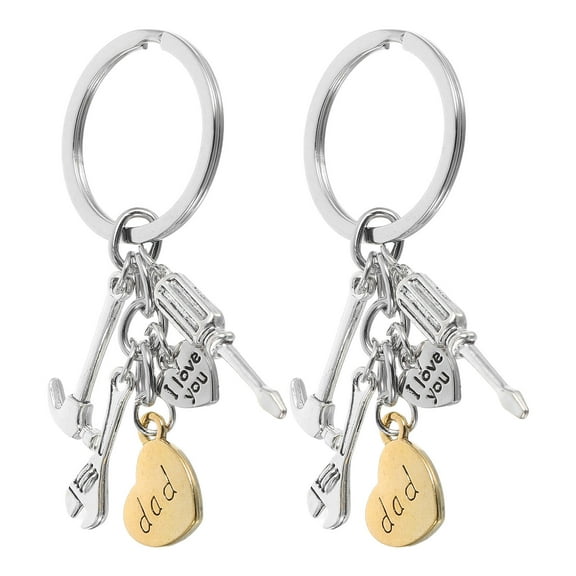 WRISTBIQUE Keychain For Parents 2Pcs Zinc Alloy Silver Tool Design 2.9X1.2X0.1In