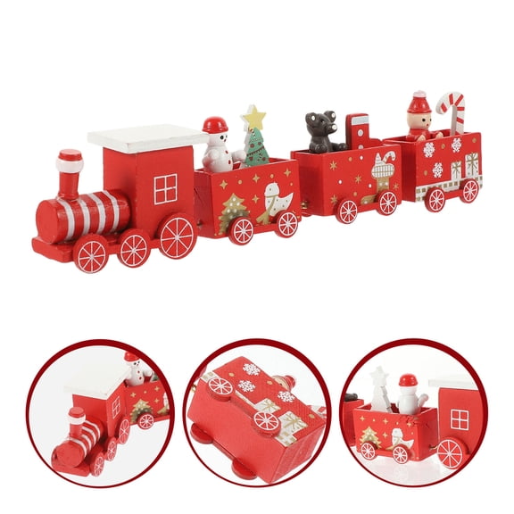 WRISTBIQUE Christmas Train Toys Wood Decoration Festive Design Table Decor 1Pcs