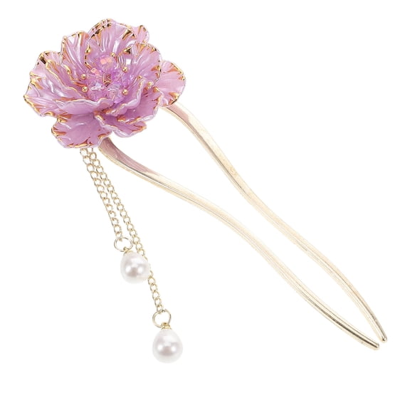WRISTBIQUE Floral Hair Pins Flower Hair Stick Resin Purple Accessory Enhancement For Women Special Occasions 1Pcs