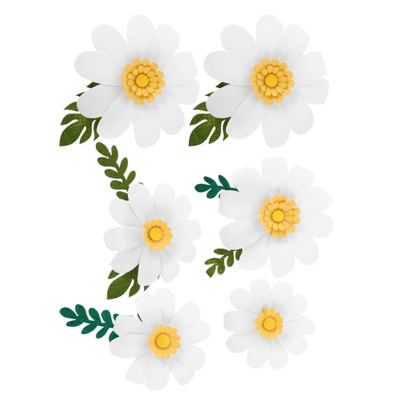 WRISTBIQUE White Paper Flower Wall Decals Set, Minimalist Floral Wall Decor for Party Supplies and Home Decoration