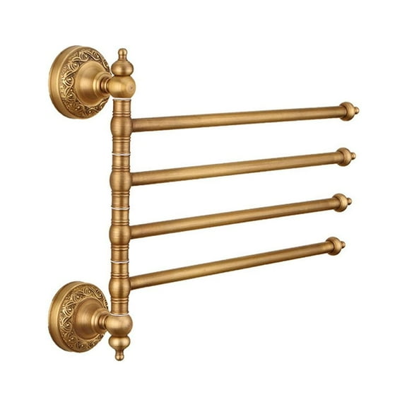 WRISTBIQUE Rotatable Wall-Mounted Towel Rack Golden Bathroom Shelf Copper Holder