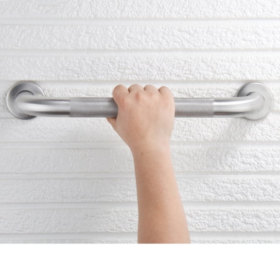 WRISTBIQUE Silver Stainless Steel Safe Grab Bar Bathroom Armrest with Non Slip Grip for Home