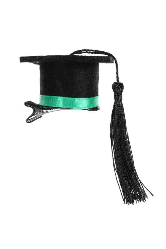 Graduation Cap Clip Hair Accessory Felt Green 1Pcs for Women Celebrations
