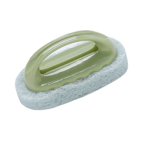 WRISTBIQUE Green Sponge Eraser Handle Brush for Kitchen Stove and Bathtub Cleaning