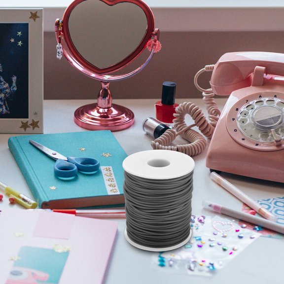 WRISTBIQUE Grey Hollow Rubber Bracelet String for Jewelry Crafting and Bead Threading