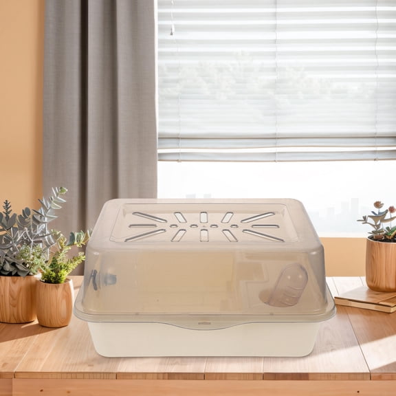 WRISTBIQUE Beige Plastic Hamster Carrier Cage Spacious Ventilated Travel Case for Small Pets