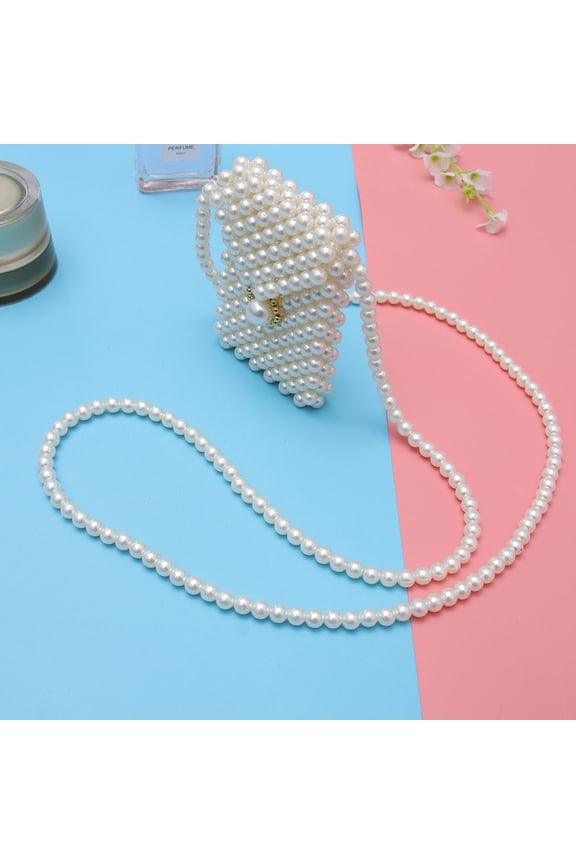 Trendy White Beaded Evening Bag for Women Girls Daily Life
