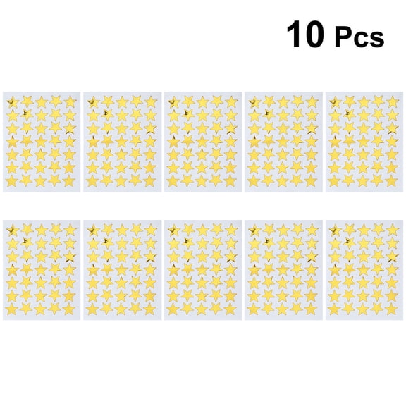 WRISTBIQUE 10Pcs Premium Golden Star Reward Stickers for Student Charts Certificates Decoration