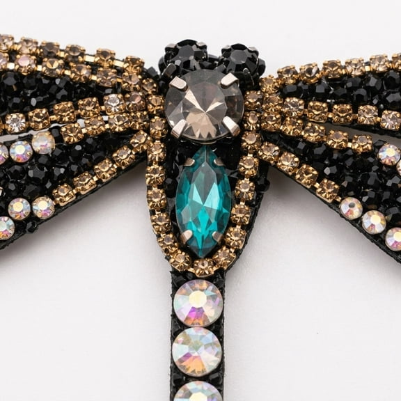 WRISTBIQUE Iron- Rhinestone Sewing Patch, Dragonfly Shape Applique for Fashion Accessories