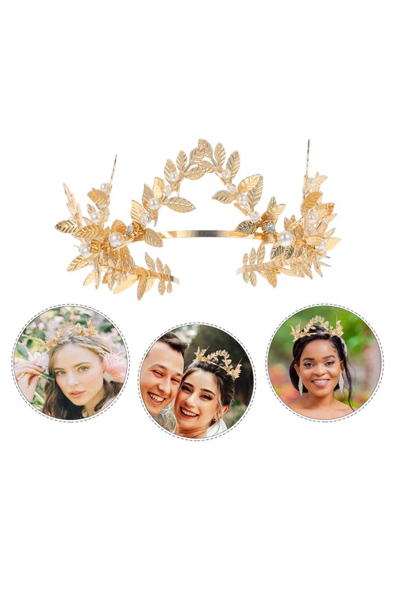 Bridal Headband with Golden Rhinestones and 3D Leaf Design, Elegant Wedding Hair Accessory for Brides