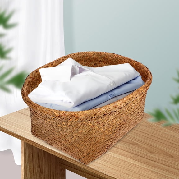 WRISTBIQUE Light Brown Woven Basket Storage Laundry Basket for Organizing Home Clutter and Towels