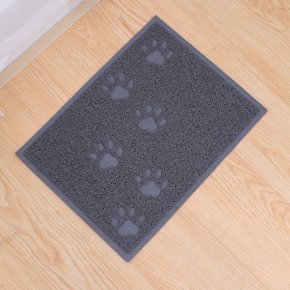 WRISTBIQUE Grey Cat Litter Mat Durable PVC Pet Cleaning Carpet Easy Clean Water Resistant for Pet Use 30 x 40cm