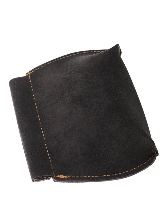 Mens Change Purse Black PU Multi Compartment Organizer Bag Snap Closure for Everyday Use