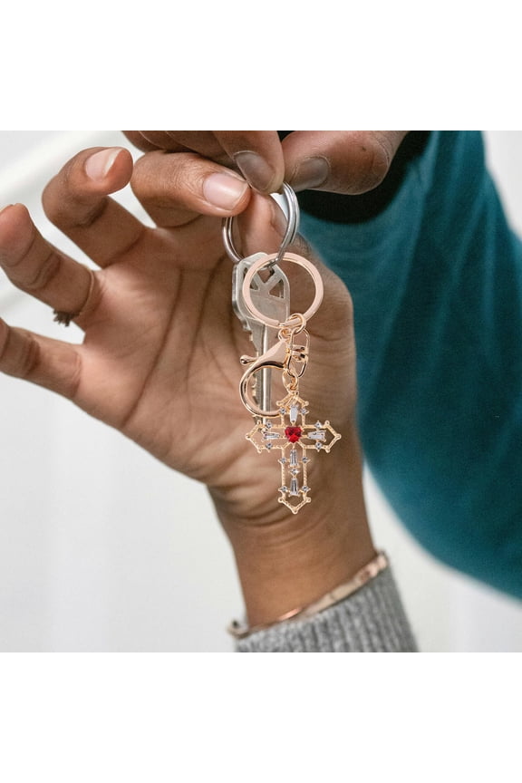 Multicolor Rhinestone Cross Keychain for Keys Bags and Backpacks Decoration