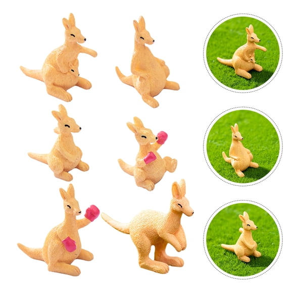 WRISTBIQUE Miniature Figurines 6Pcs Resin Kangaroo Shapes For Flowerpot Landscaping And Crafts