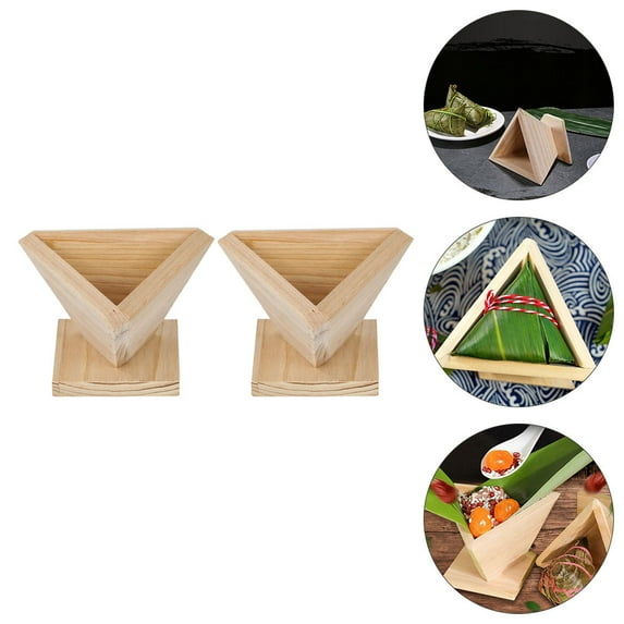 WRISTBIQUE Rice Dumpling Mold Rice Ball Molds Wood Color 2Pcs