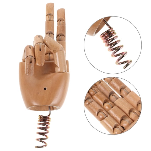 WRISTBIQUE Light Brown Wooden Hand Figurine with Poseable Joints for Drawing and Display