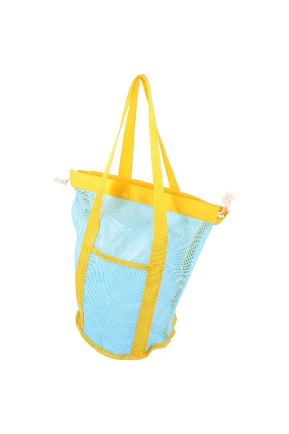 Drawstring Mesh Beach Bag with Multi-Color Shell Design, Lightweight Storage Pouch for Travel and Outdoor Use