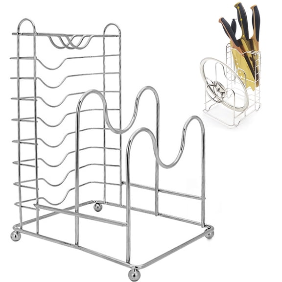 WRISTBIQUE Stainless Steel Pot Lid Holder Rack, Plated Organizer for Kitchen Counter, Pantry Storage Solution