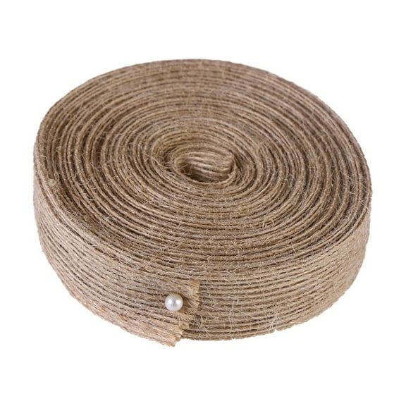 WRISTBIQUE Brown Jute Webbing Twine Ribbon for Weaving Embellishments and Craft Projects