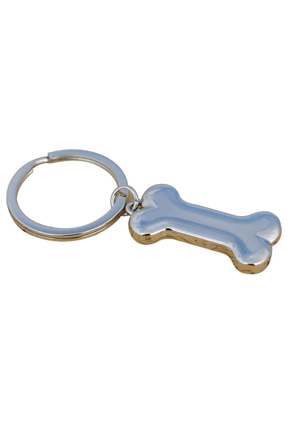 Keyring Metal Bone Shape Keychain Silver 1Set