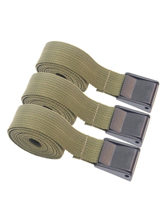 Olive Green Tie Down Straps 3-Pack, 78.6 x 0.98 x 0.39 in, PP Webbing for Securing Cargo