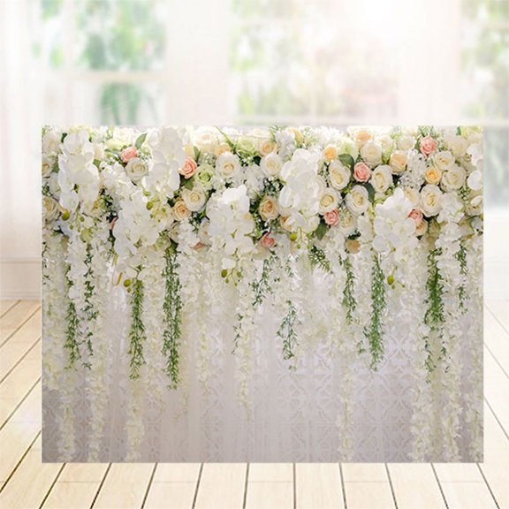 WRISTBIQUE 3D Rose and Orchid Photography Backdrop, Lightweight Vinyl Background for Event Decoration and Photo Shoots