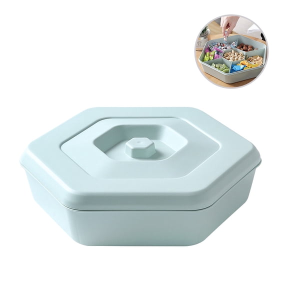 WRISTBIQUE Green Plastic Tray with Lid, Multi-Compartment Fruit Storage & Serving Tray for Parties and Gatherings