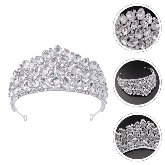 WRISTBIQUE Forehead Jewelry For Women Wedding Crown Silver 17*2.8*2.8in Decorative Women Party 1Pack