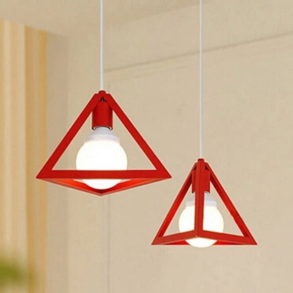 WRISTBIQUE Red Triangle Hanging Lights Vintage Iron Craft Style for Dining Room and Cafe Decoration