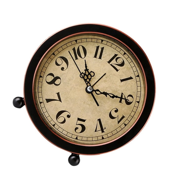 WRISTBIQUE Retro Alarm Clock Brown Plastic Tabletop Clock for Home Use Stylish Decorative Clock 6.5 Inch