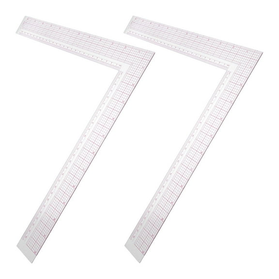 WRISTBIQUE Right Angle Ruler for Tailor 2Pcs Transparent Plastic for Precision Framing and Fabric Cutting