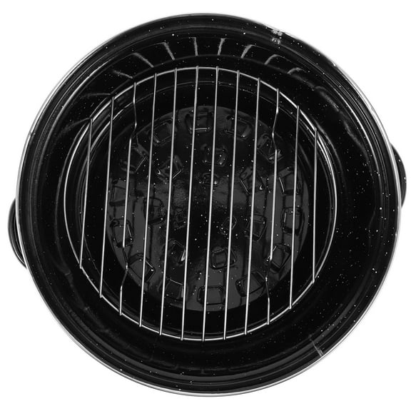 WRISTBIQUE Black Enamel Barbecue Pot with Lid for Kitchen Roasting Daily Use Cooking Supply